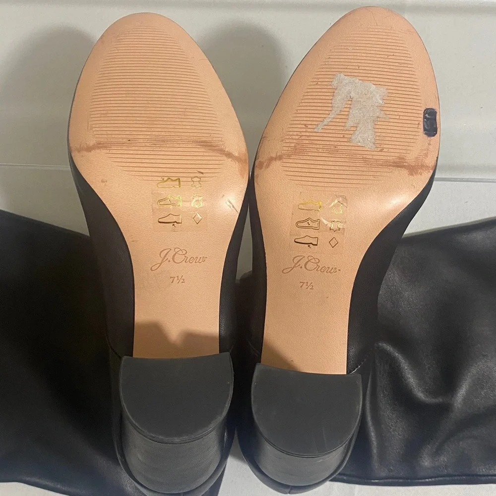 NWOB J. CREW Soft Black Leather Pull-on Boots Women's Size 7.5